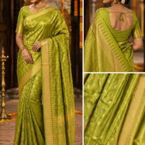 Green Mangalagiri Temple Border Laksha Buti Pattu Saree